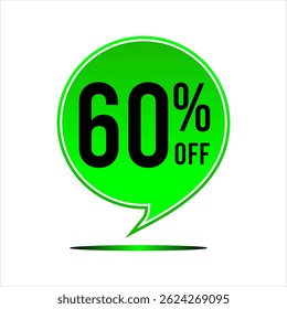 Promotion balloon with 60% discount in green with black letter and number