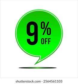 Promotion balloon with 9% discount in green with black letter and number