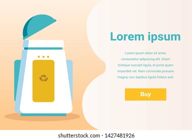 Promotion Banner for Advertising Smart Ecological Recycle Trash Can. Cartoon Flat Waste Container Advertisement. Eco Friendly Technologies. Vector Illustration with Editable Promo Information