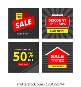 Promotion banner set. Square social media sale banner ads.