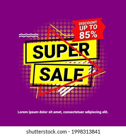 Promotion banner super sale template vector