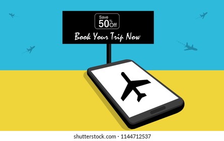 promotion banner, travel advertising, airplane offer, special offer banner