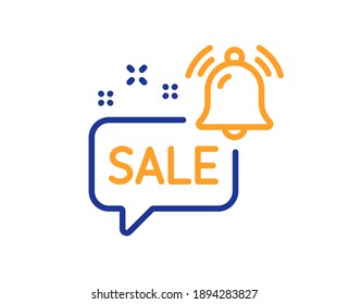 Promotion bell line icon. Sale Alarm reminder sign. Notification offer symbol. Quality design element. Line style promotion bell icon. Editable stroke. Vector