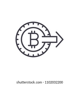 Promotion of bitcoin black icon concept. Promotion of bitcoin flat  vector symbol, sign, illustration.