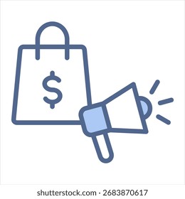 Promotion Blue Icon Vector Illustration