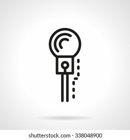 Promotion, broadcasting or music symbol. Microphone. Black simple line style vector icon. Single web design element for mobile app or website.