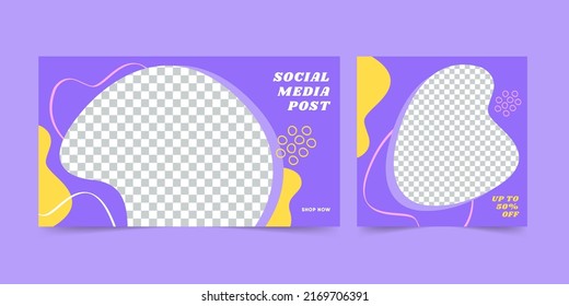 Promotion and Business Advertising Banner Design. Flat Banners for Social Media Post Template in Purple. Abstract Minimalist Style
Vector