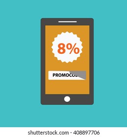 Promotion code ui design template for mobile application template - sale offer like discount code promocode from mobile site vector