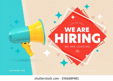 Promotion communication banner for headhunting website. Header design announcing recruitment campaign, inviting job sicker and newcomer to join team. Advertisement vector illustration