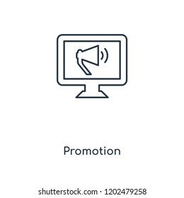 Promotion concept line icon. Linear Promotion concept outline symbol design. This simple element illustration can be used for web and mobile UI/UX.