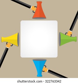 Promotion concept. Loudspeaker for website banners flat design.