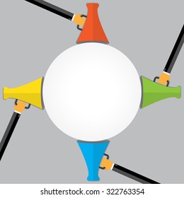 Promotion concept. Loudspeaker for website banners flat design.