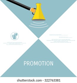 Promotion concept. Loudspeaker for website banners flat design.