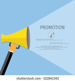 Promotion concept. Loudspeaker for website banners flat design.