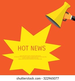 Promotion concept. Loudspeaker for website banners flat design.