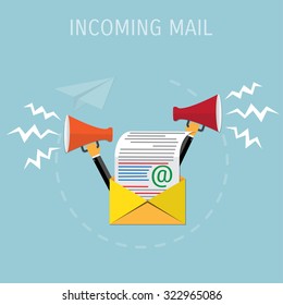 Promotion concept. Loudspeaker for website banners flat design.