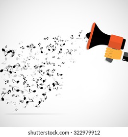 Promotion concept. Loudspeaker for website banners flat design.