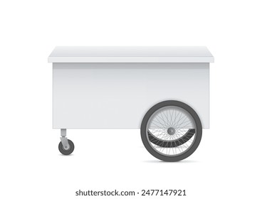 Promotion counter on wheels. Retail Trade Stand Isolated on the white background. MockUp Template For Your Design. Vector illustration.