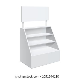 Promotion counter, Retail Trade Stand Isolated on the white background. MockUp Template For Your Design. Vector illustration.