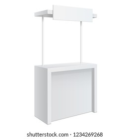 Promotion counter, Retail Trade Stand Isolated on the white background. MockUp Template For Your Design. Vector illustration.