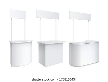 Promotion counter, Retail Trade Stand Isolated on the white background. MockUp Template For Your Design. Vector illustration.