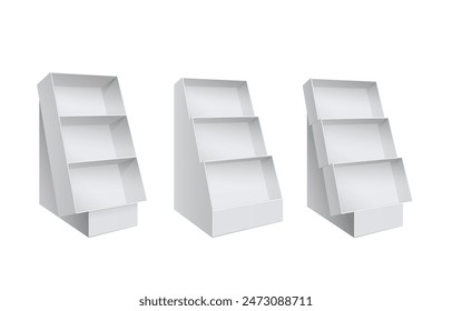 Promotion counter, Retail Trade Stand Isolated on the white background. MockUp Template For Your Design. Vector illustration.