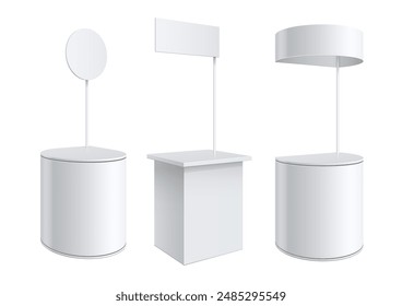 Promotion counter, Retail Trade Stand Isolated on the white background. MockUp Template For Your Design. Vector illustration.