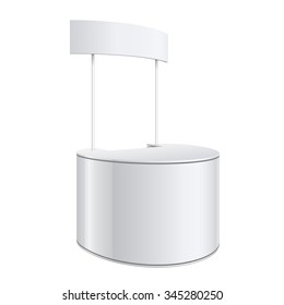Promotion counter, Retail Trade Stand Isolated on the white background. MockUp Template For Your Design. Vector illustration.