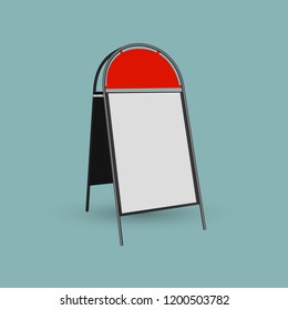 Promotion counter, Stand Isolated on the blue background. MockUp Template For Your Design. Vector illustration.