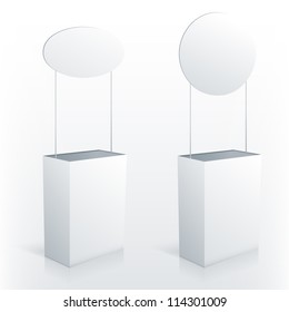 Promotion Counter Table With Round Topper. Vector Promo Stand.