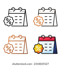 Promotion date icon design in four variation color