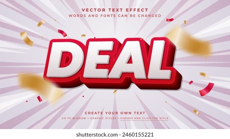 Efecto de texto de oferta de promoción, estilo gráfico de Vector de descuento