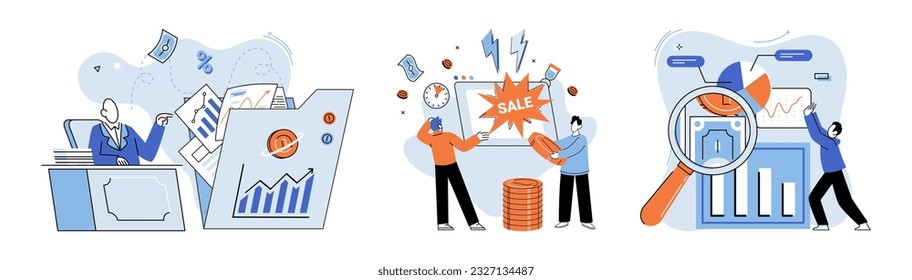 Promotion discount sale. Vector illustration. Flash sale online, jackpot event in online marketplace Sales index, thermometer of business vitality Forecast of future sales, soothsayer of business svg