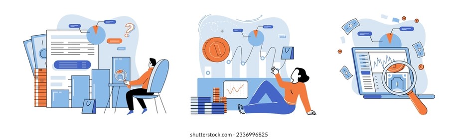 Promotion discount sale. Vector illustration. Sales index, report card of product performance Forecast of future sales, telescope that gazes into financial future Flash sale online, sudden whirlwind