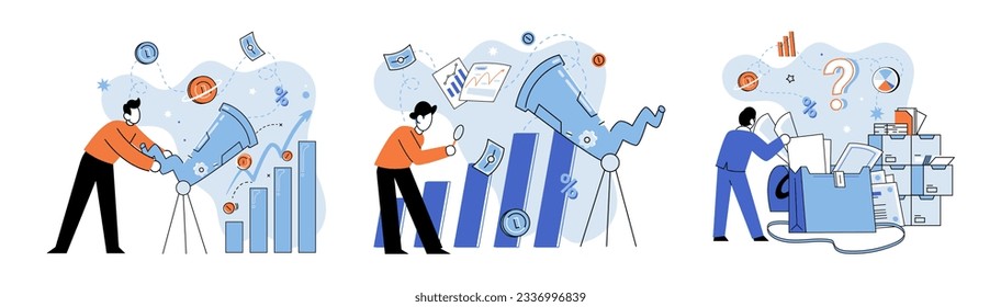 Promotion discount sale. Vector illustration. Flash sale online, sprint in marathon of e-commerce Sales index, seismograph detecting market shifts Forecast of future sales, oracle revealing business