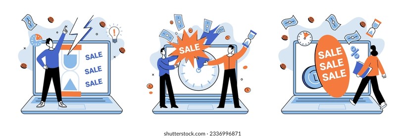 Promotion discount sale. Vector illustration. Sales index, scoreboard displaying business performance Forecast of future sales, fortune teller predicting revenue possibilities Flash sale online