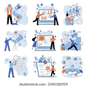 Promotion discount sale. Vector illustration. Sales index, pulse of businesss health Forecast of future sales, magic mirror reflecting business prospects Flash sale online, game of fast fingers