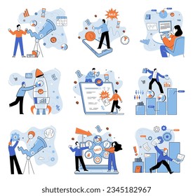 Promotion discount sale. Vector illustration. Flash sale online, game of fast fingers and faster checkouts Sales index, mood ring of marketplace Forecast of future sales, pathfinder in wilderness