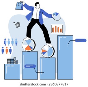 Promotion discount sale. Vector illustration. Flash sale online, adrenaline rush in world of e-commerce Sales index, reliable barometer of economic health Forecast of future sales, financial compass