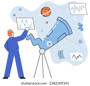 Promotion discount sale. Vector illustration. Forecast of future sales, pathfinder in wilderness of business uncertainties Flash sale online, unexpected treasure hunt for online shoppers Sales index