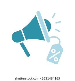 Promotion dual tone blue color, mini illustration icon. use for modern concept, print, UI, UX kit, web and app development. Vector related to sales, logistic and ecommerce