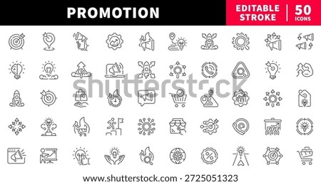 Promotion editable line icons set. marketing and branding symbols