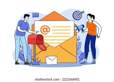 Promotion with Email Illustration concept. A flat illustration isolated on white background