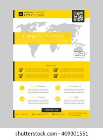 Promotion flyer (leaflet, brochure, report, booklet, marketing kit) layout vector design on white background. A4 size template page. Editable multipurpose flyer template, ready to print.