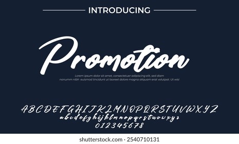 Fonte da promoção Pincel elegante pintado com letras maiúsculas vetoriais, alfabeto, fonte
