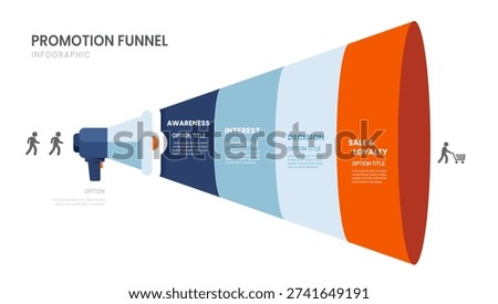 Promotion funnel process infographic template for business. Sales funnel Timeline 4 steps, presentation vector infographics.