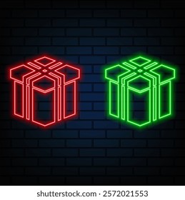 Promotion Gift Neon Icons Set.