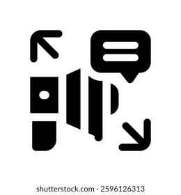 promotion glyph icon. Strong and solid vector icon for websites, mobile interfaces, presentations, and visual branding. High quality and easy to edit.