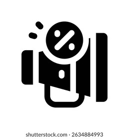 promotion glyph icon. Strong and solid vector icon for websites, mobile interfaces, presentations, and visual branding. High quality and easy to edit.