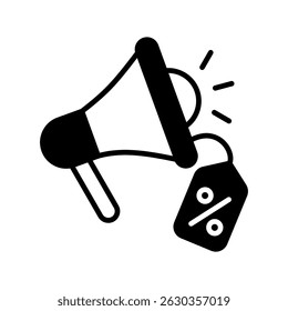 Promotion glyph, mini illustration icon. use for modern concept, print, UI, UX kit, web and app development. Vector related to sales, logistic and ecommerce